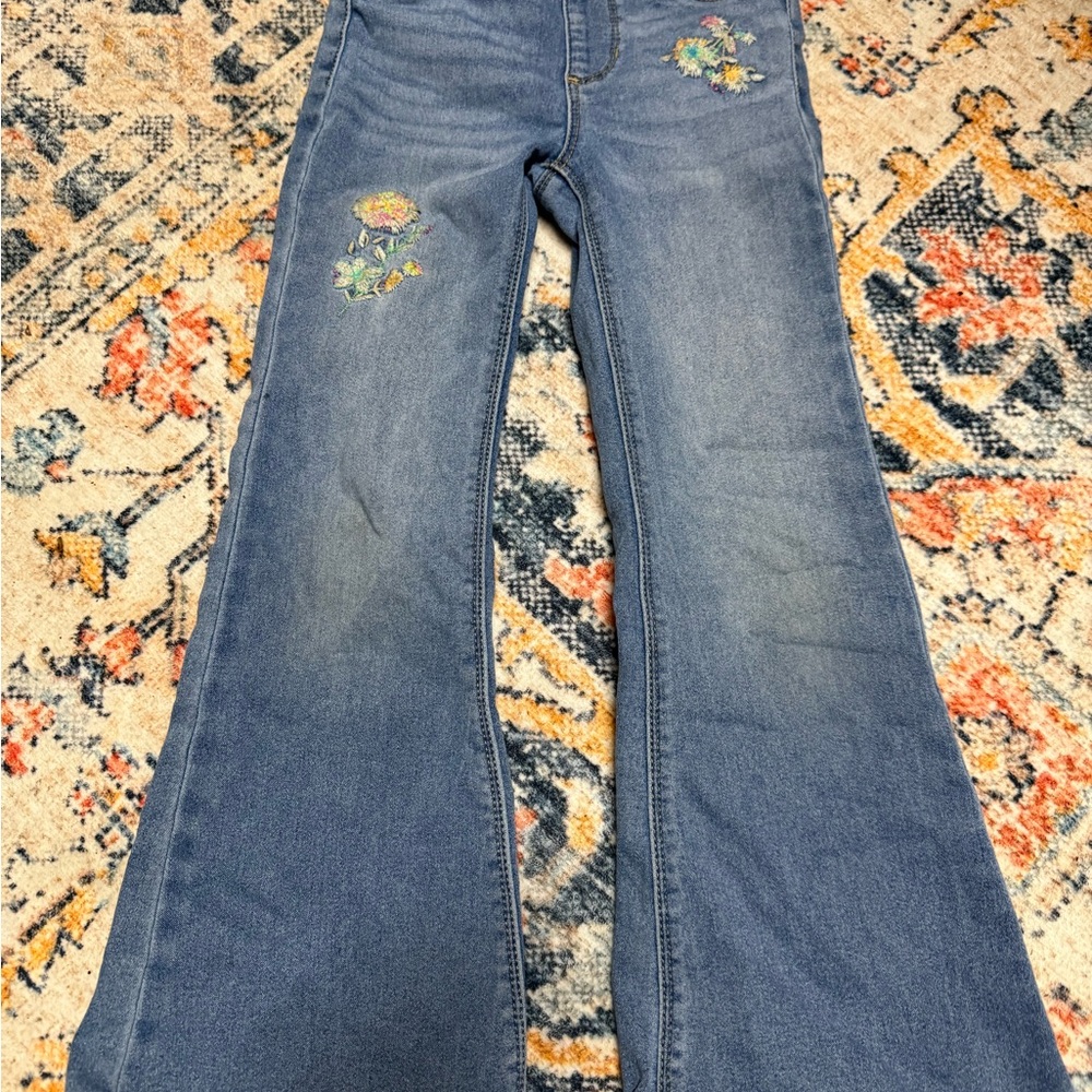 Wonder Nation Blue Flare Jeans with Floral Accents